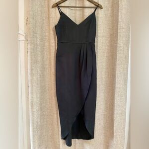 Black Sleeveless Cocktail Wedding Guest Dress with Slit